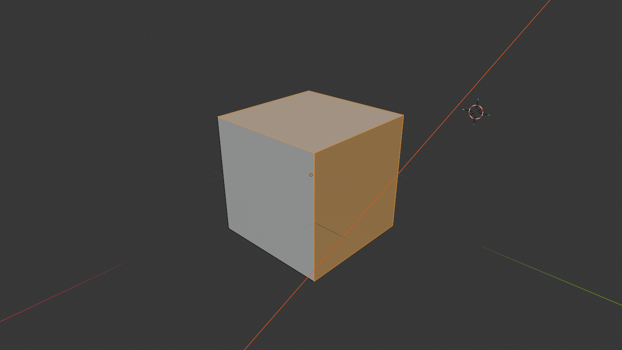 Blender Edit Mode viewport showing the default cube with face select mode active and the front face plus the top face highlighted in orange.