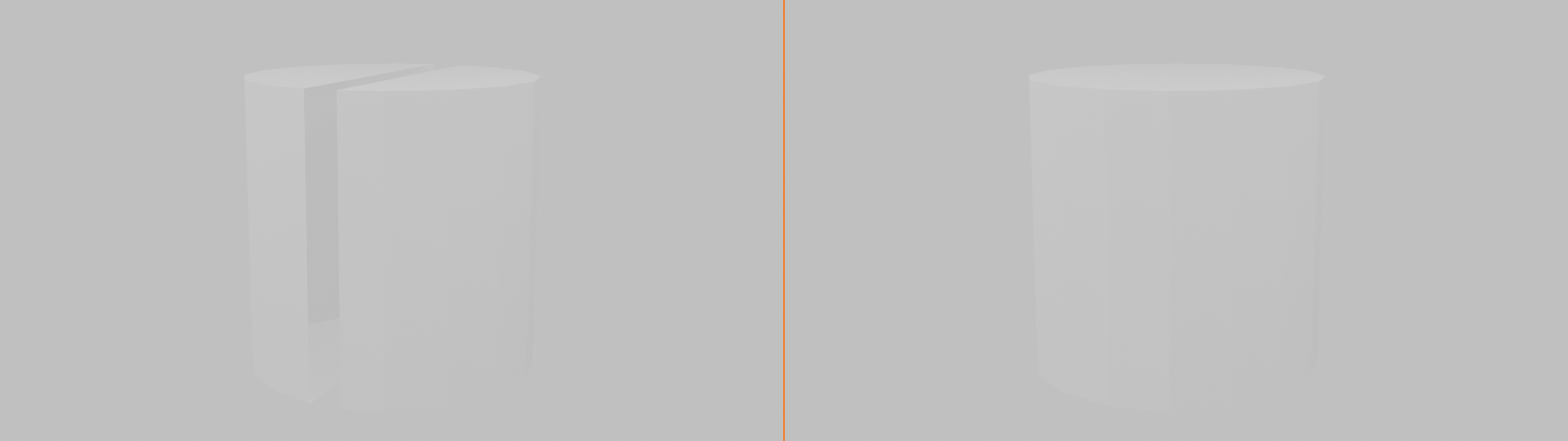 Before-and-after comparison of the Mirror Clipping option: with Clipping off a gap appears at the center seam; with Clipping on the seam is seamless.