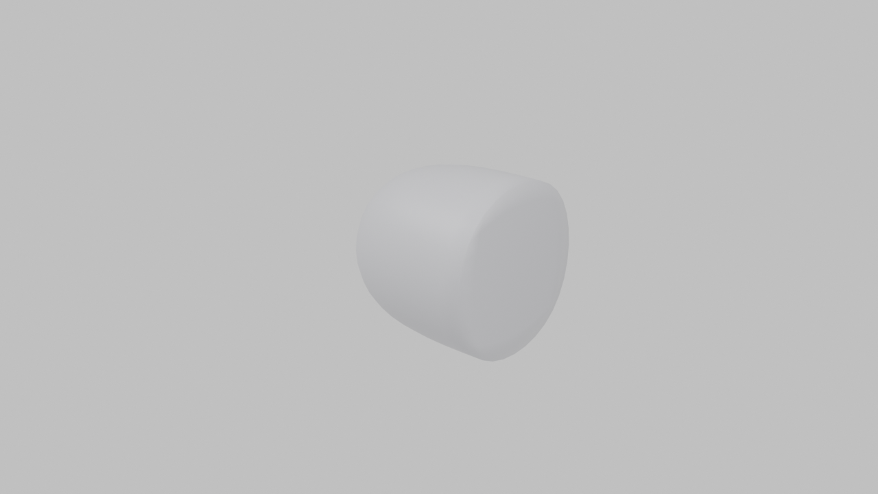 A subdivision-surface cube where the four edges of the +X face have been fully creased (crease value 1.0). The creased face stays sharp and flat while the rest of the cube rounds off smoothly, showing edge crease as an alternative to supporting loop cuts.