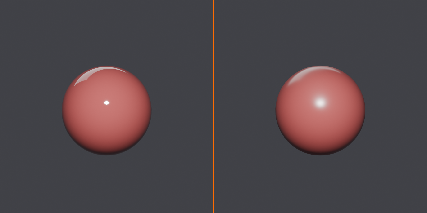 A roughness data texture interpreted as sRGB (wrong, too glossy) versus Non-Color (correct).