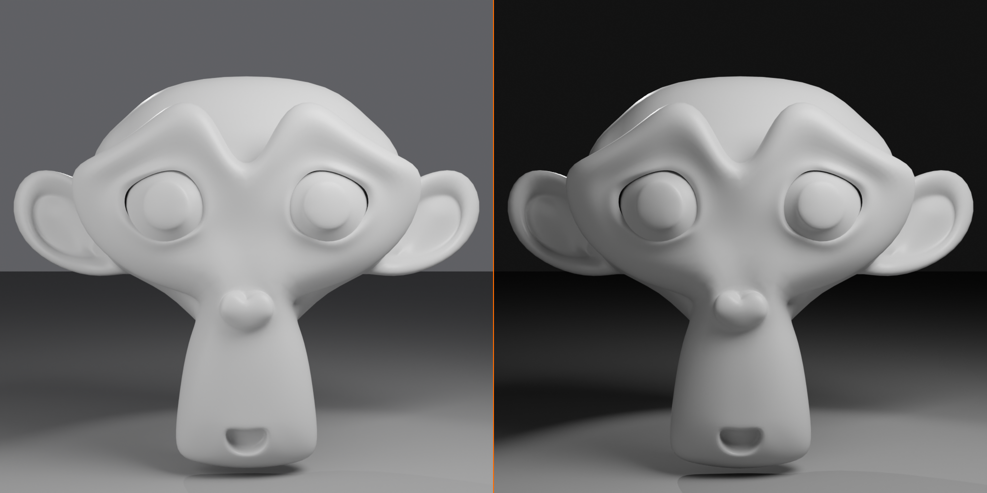 Side-by-side comparison of high-key lighting (bright, low 2:1 contrast, light background) and low-key lighting (dark, high 8:1 contrast, near-black background) on the same subject.