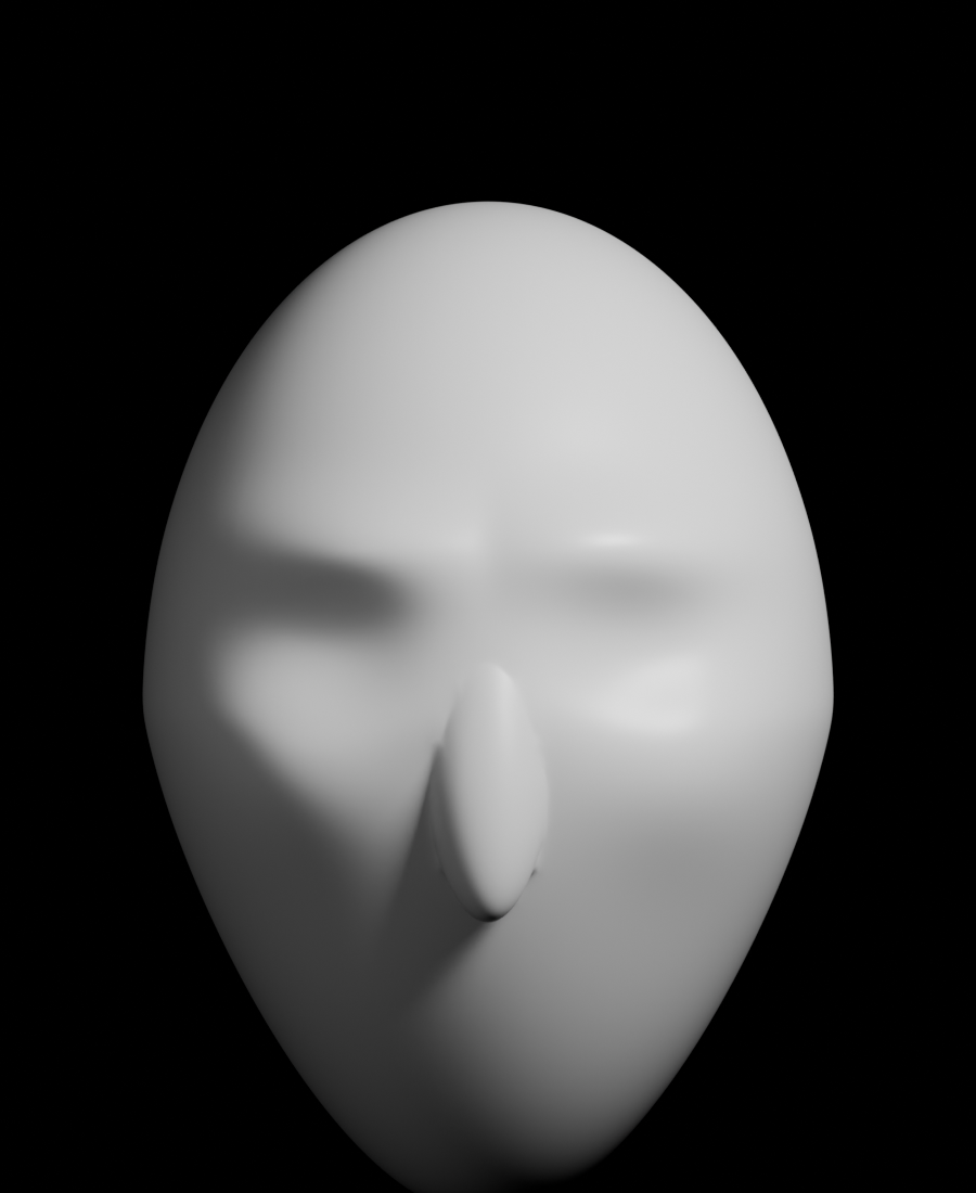 Procedural bust under loop lighting with a small loop-shaped nose shadow