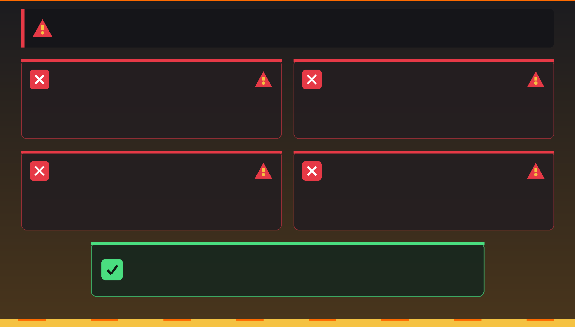 Warning infographic of four common camera mistakes (default 50mm focal length, subject lost to clipping, no headroom, wrong active camera) each with a red X badge, plus a green-check solution card reading Frame with intent.