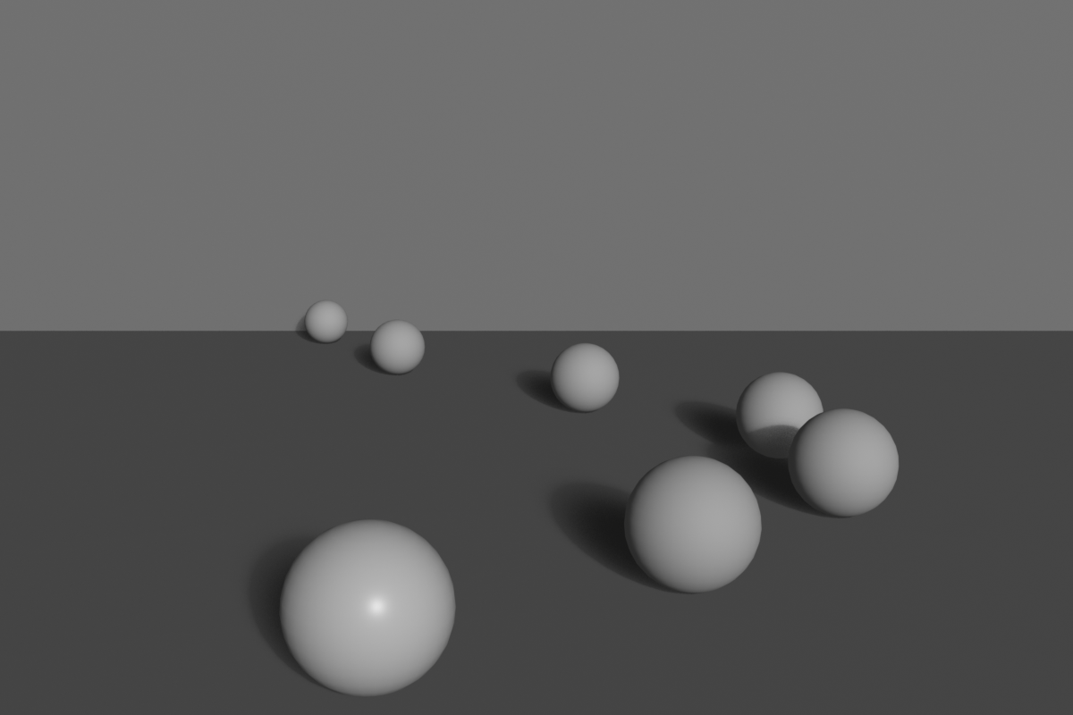 A render of spheres of decreasing size arranged along an S-shaped path. A large hero sphere sits in the foreground at lower left; the others wind to the right, back to the center, and up toward smaller spheres receding into the distance.