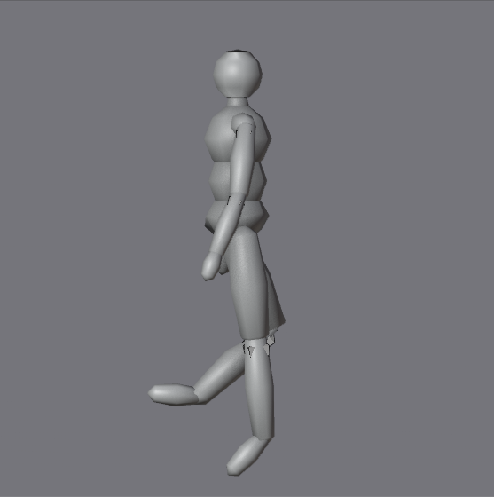 The walk cycle Passing pose at its highest point, with the support foot planted under the centre of gravity, the locked support knee, and the raised passing knee.