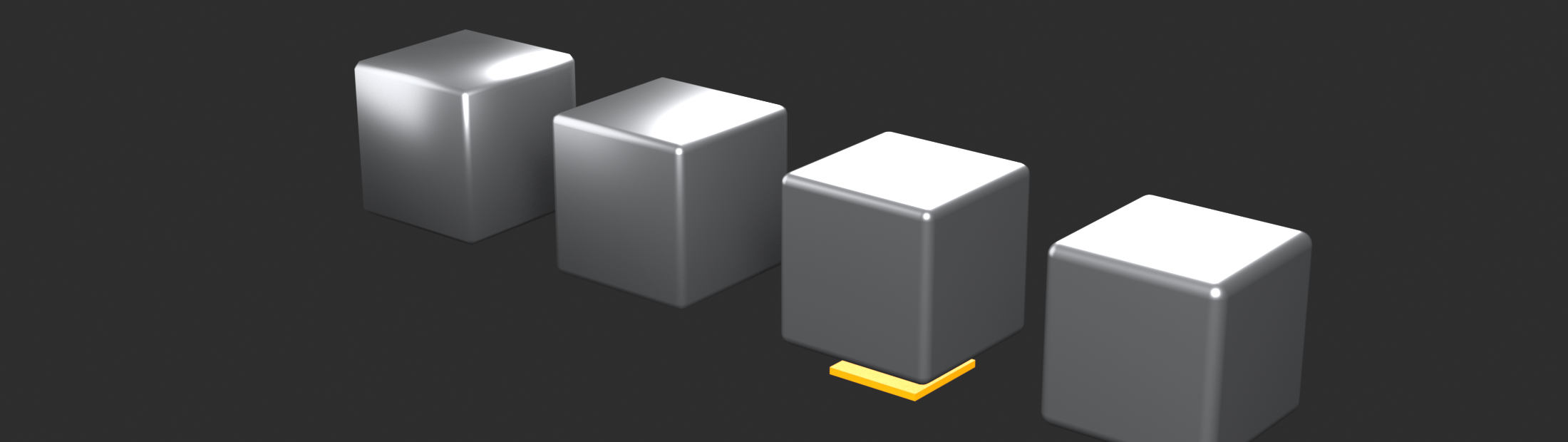 Four cubes showing increasing bevel segments as a settings reference