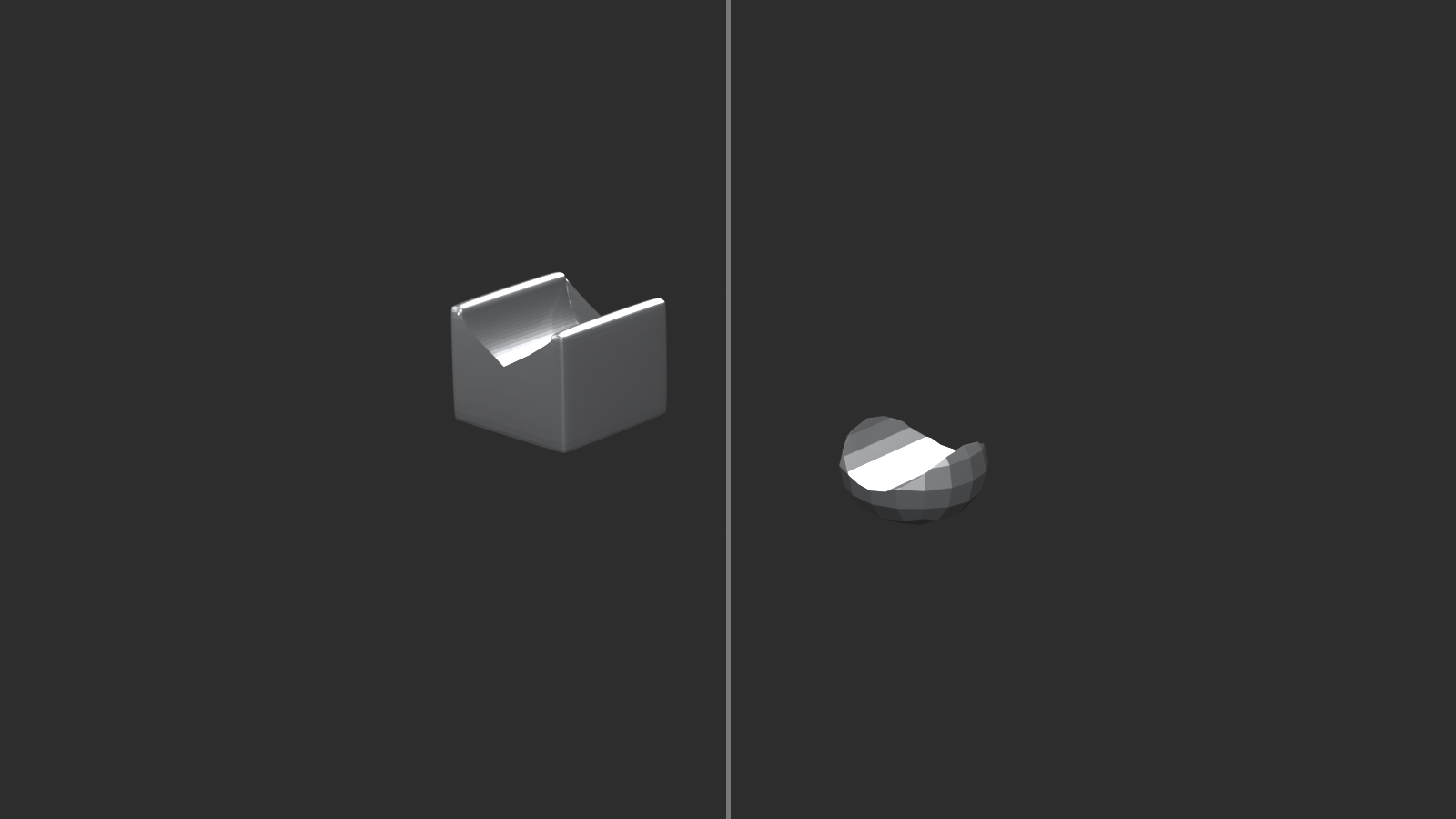Comparison of correct versus wrong modifier stack order
