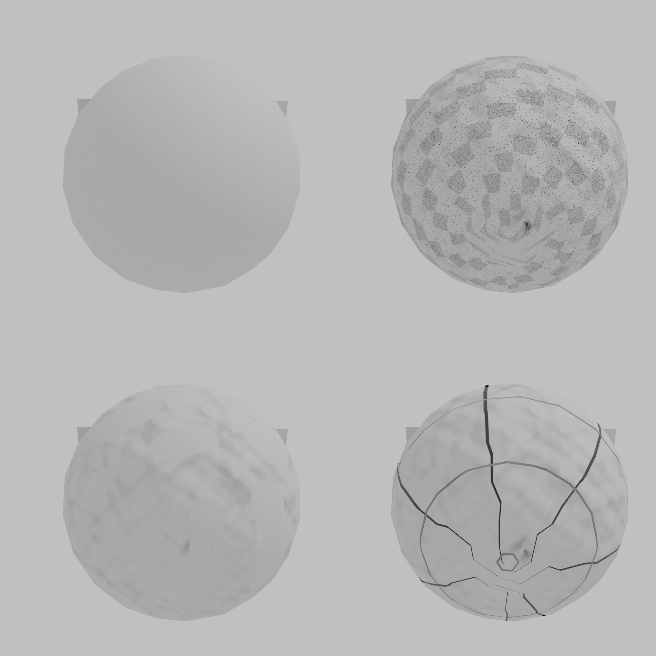 Four-panel grid of common normal-map baking failures: a blank flat result, a result with blocky checker artifacts and speckle, a result with gaps and missing detail, and a result with hard seam lines along UV boundaries.
