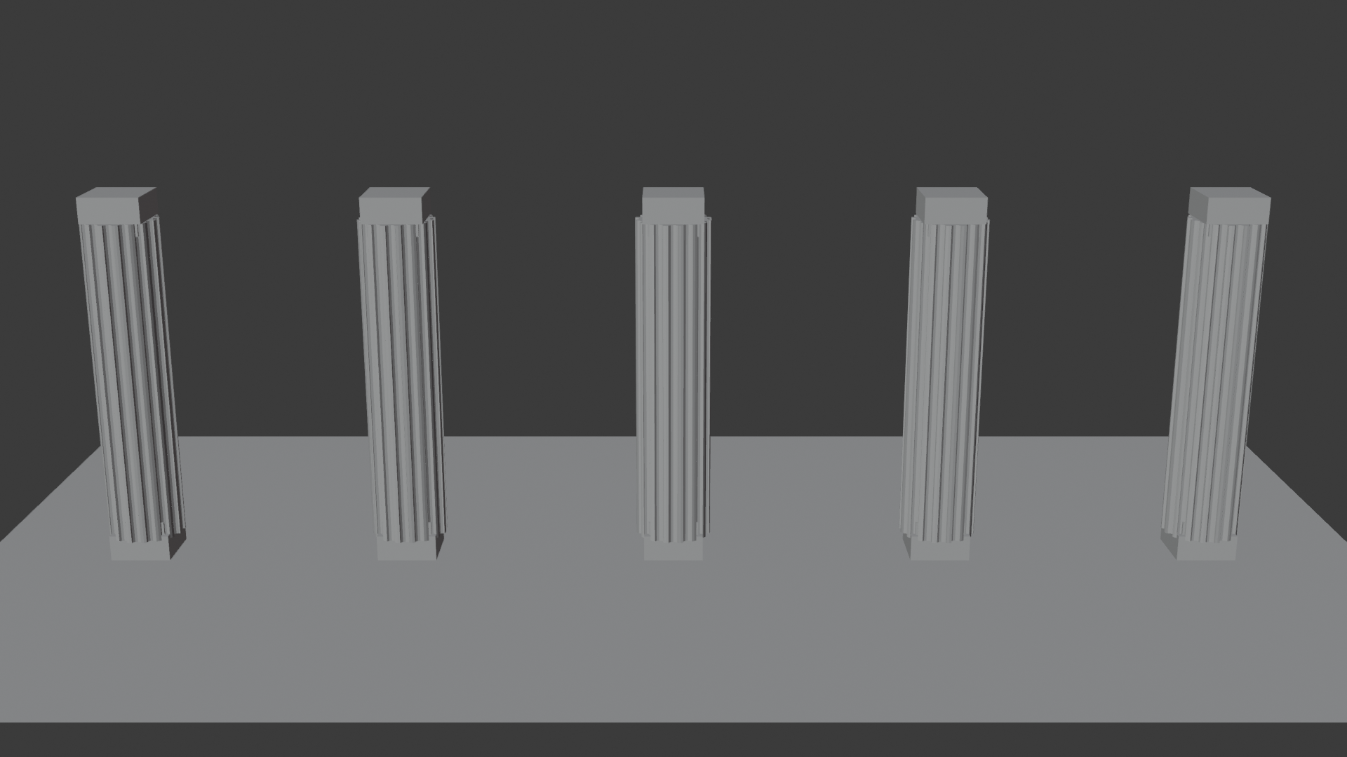 The Array modifier producing five columns from a single base object.