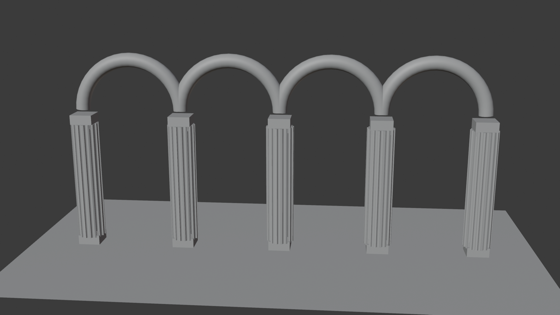 Four arches, given thickness by a Bevel on the profile curve, connecting the column tops.