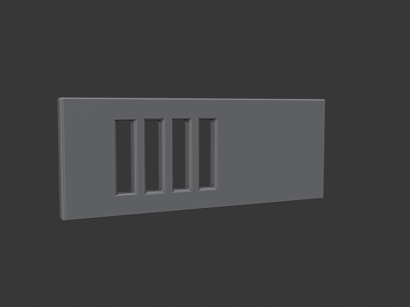 Decorative panel detail, four recessed cuts made by a Boolean and Array cutter system.