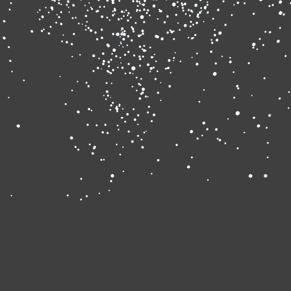 Beauty render of a snow particle effect with turbulence-driven sway