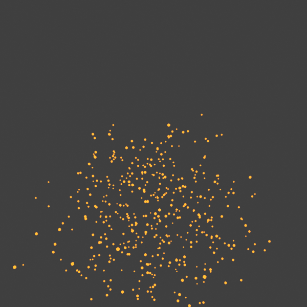 Beauty render of a sparks particle effect in an explosive outward burst