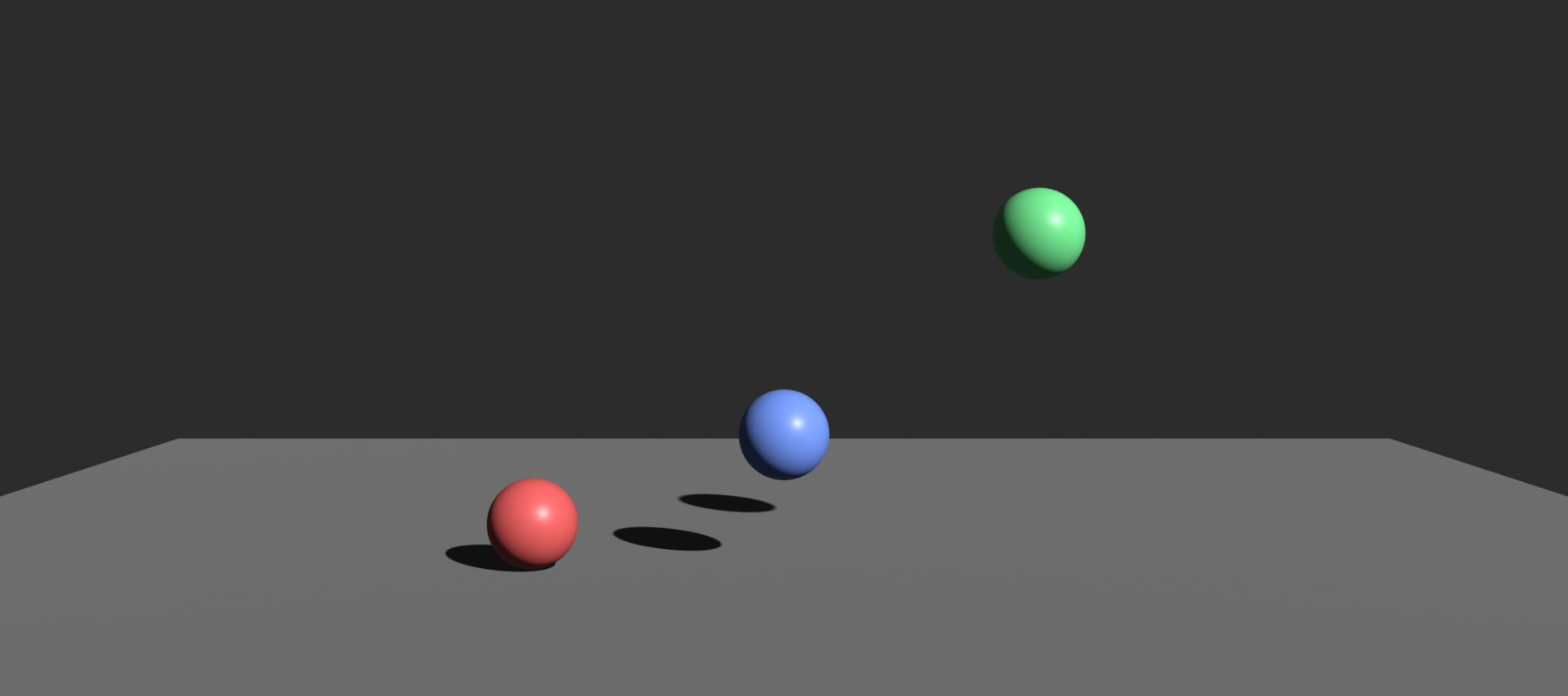 Three balls at their bounce apex heights illustrating elasticity values of 0.0, 0.5, and 0.9, with dotted arcs tracing each rebound path.