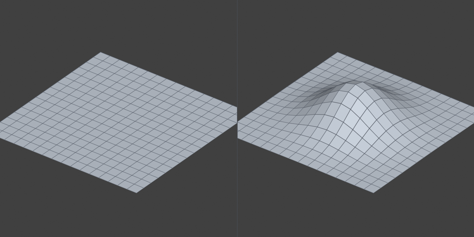 Proportional editing before and after with influence circle