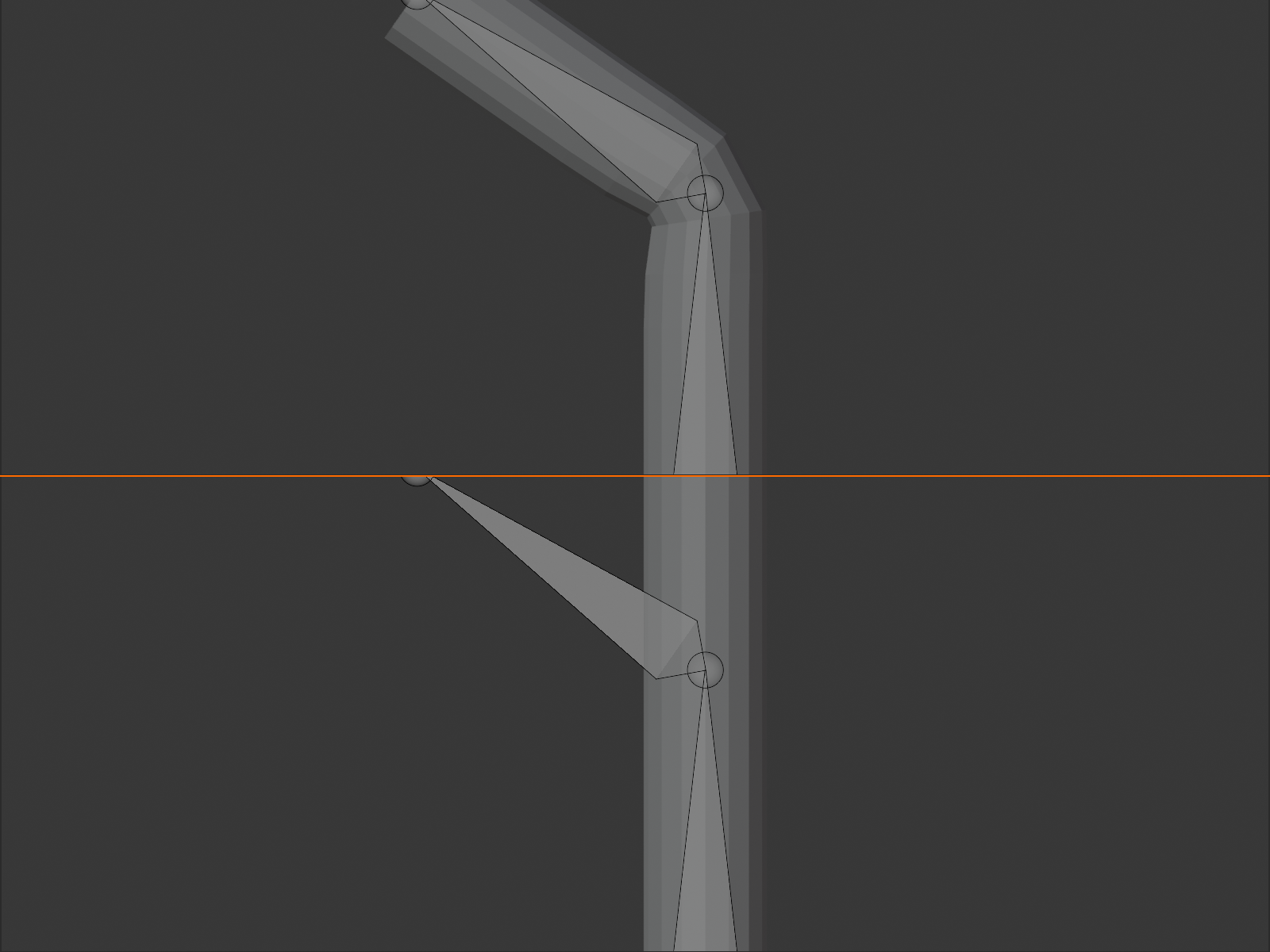 A limb mesh with a bent bone shown twice: on top with Deform on so the mesh bends with the bone, and on the bottom with Deform off so the bone moves but the mesh stays straight.