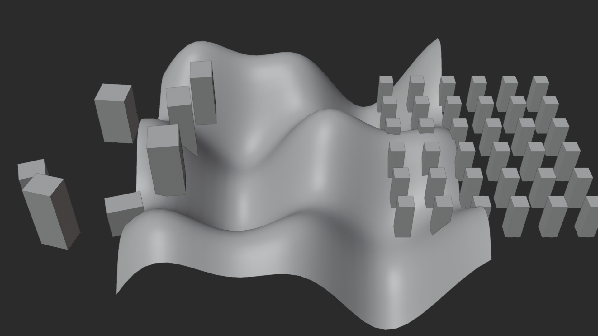 Traditional manual modeling beside procedural node-driven generation.