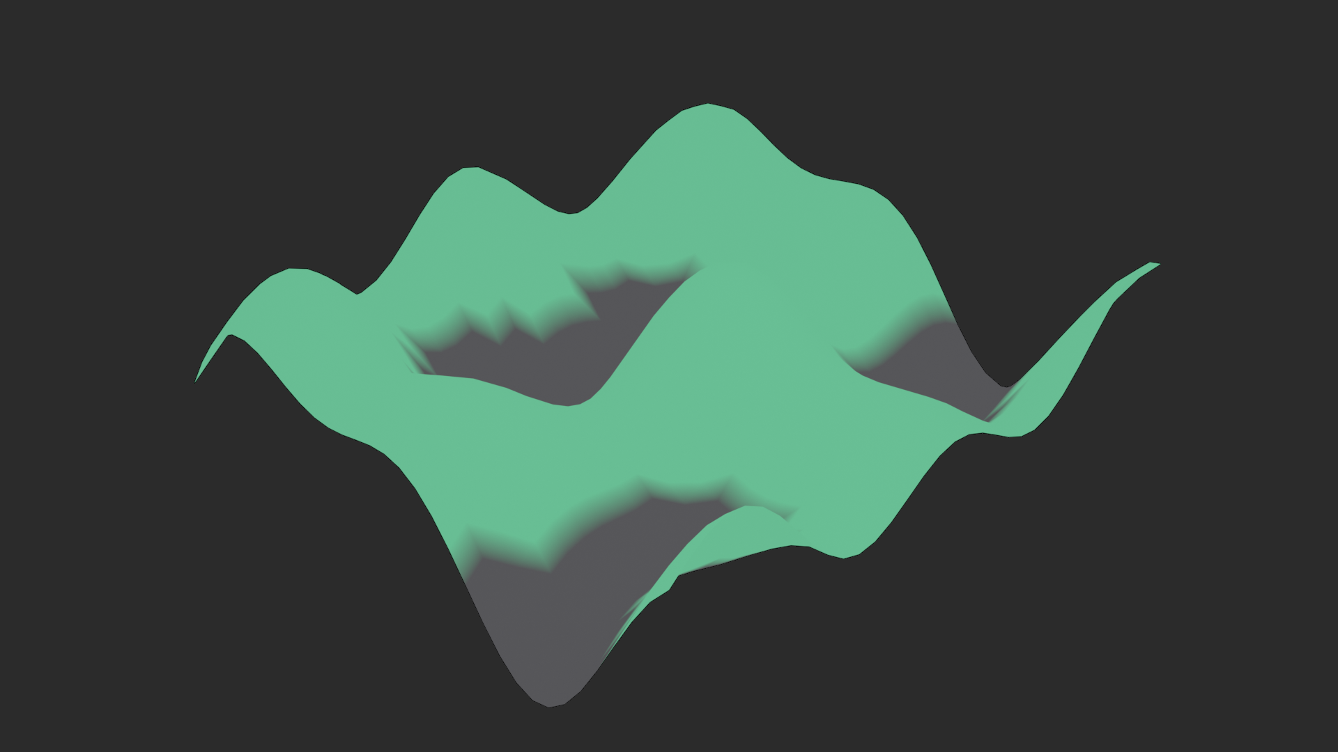 A surface with points above a height threshold selected in green.