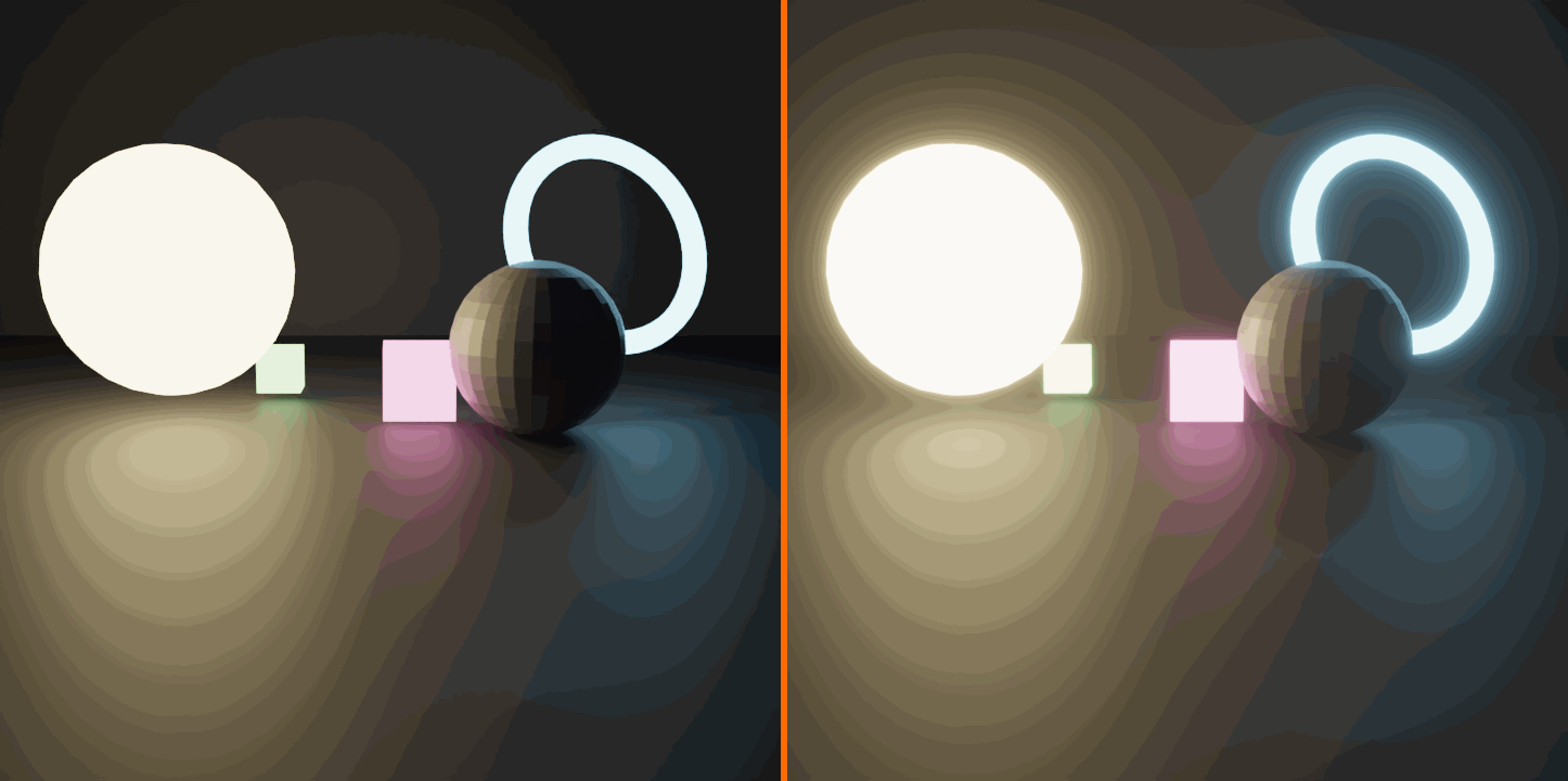 Glare bloom before and after